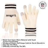 Ultra Game Adults NFL Official Super Soft Cable Knit Winter Beanie Knit Hat with Warm Touch Screen Gloves | New England Patriots