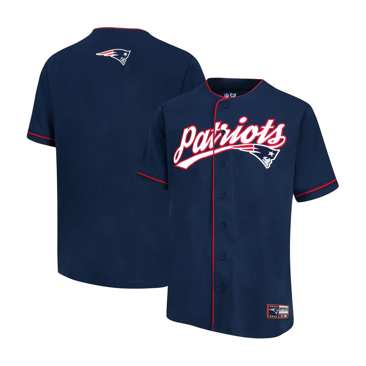 Ultra Game Adult's NFL Official Button Down Baseball Mesh Jersey Shirt | New England Patriots