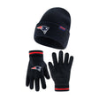 Ultra Game Adults NFL Official Super Soft Marl Knit Winter Beanie Knit Hat with Extra Warm Touch Screen Gloves | New England Patriots