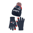 Ultra Game Adults NFL Official Super Soft Winter Beanie Knit Hat With Warm Touch Screen Gloves | New England Patriots
