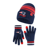 Ultra Game Adults NFL Official Super Soft Team Stripe Winter Beanie Knit Hat with Extra Warm Touch Screen Gloves