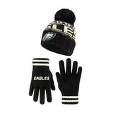 Ultra Game Adults NFL Official Super Soft Cable Knit Winter Beanie Knit Hat with Warm Touch Screen Gloves