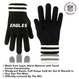 Ultra Game Adults NFL Official Super Soft Cable Knit Winter Beanie Knit Hat with Warm Touch Screen Gloves