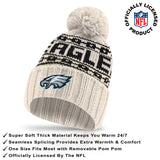 Ultra Game Adults NFL Official Super Soft Cable Knit Winter Beanie Knit Hat with Warm Touch Screen Gloves