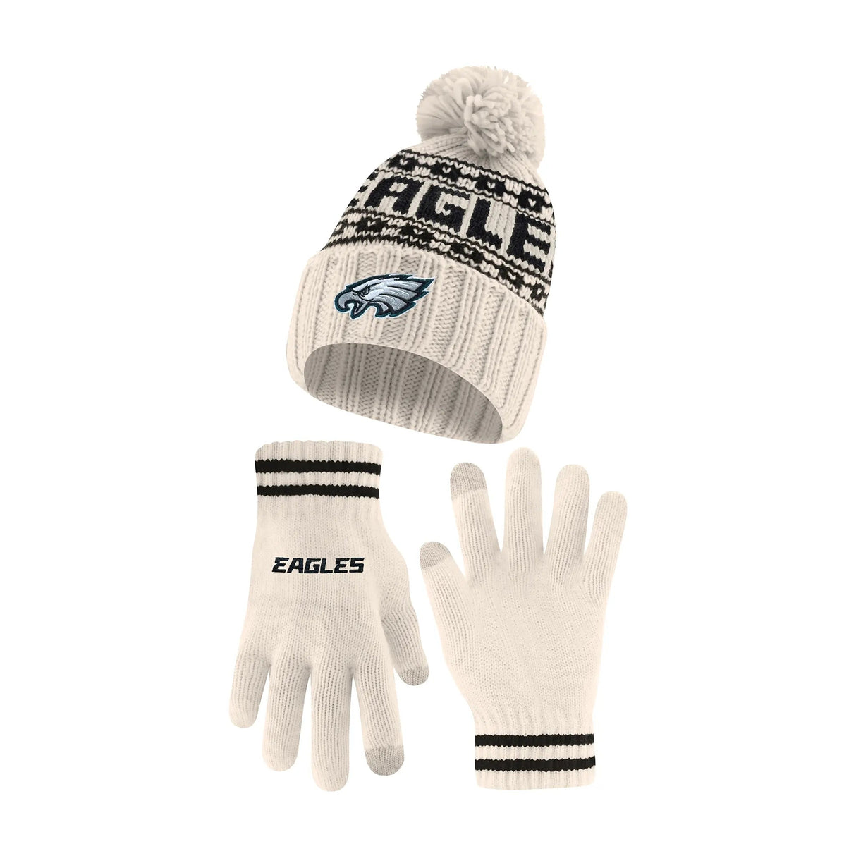 Ultra Game Adults NFL Official Super Soft Cable Knit Winter Beanie Knit Hat with Warm Touch Screen Gloves