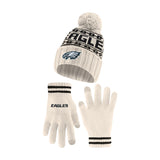 Ultra Game Adults NFL Official Super Soft Cable Knit Winter Beanie Knit Hat with Warm Touch Screen Gloves