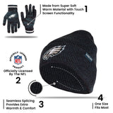 Ultra Game Adults NFL Official Super Soft Marl Knit Winter Beanie Knit Hat with Extra Warm Touch Screen Gloves