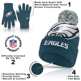 Ultra Game Adults NFL Official Super Soft Winter Beanie Knit Hat With Warm Touch Screen Gloves | Philadelphia Eagles