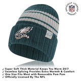 Ultra Game Adults NFL Official Super Soft Team Stripe Winter Beanie Knit Hat with Extra Warm Touch Screen Gloves