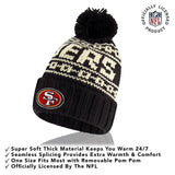 Ultra Game Adults NFL Official Super Soft Cable Knit Winter Beanie Knit Hat with Warm Touch Screen Gloves