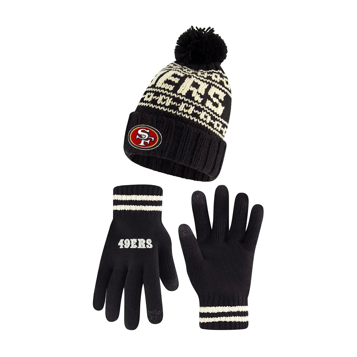 Ultra Game Adults NFL Official Super Soft Cable Knit Winter Beanie Knit Hat with Warm Touch Screen Gloves