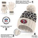 Ultra Game Adults NFL Official Super Soft Cable Knit Winter Beanie Knit Hat with Warm Touch Screen Gloves | San Francisco 49ers