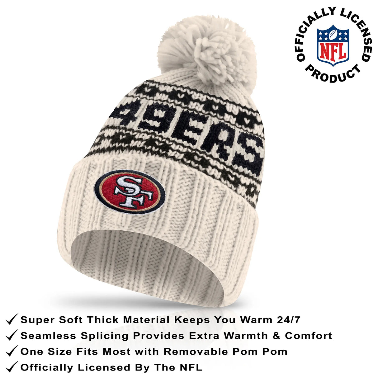 Ultra Game Adults NFL Official Super Soft Cable Knit Winter Beanie Knit Hat with Warm Touch Screen Gloves