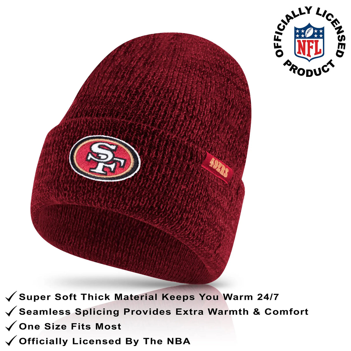 Ultra Game Adults NFL Official Super Soft Marl Knit Winter Beanie Knit Hat with Extra Warm Touch Screen Gloves | San Francisco 49ers