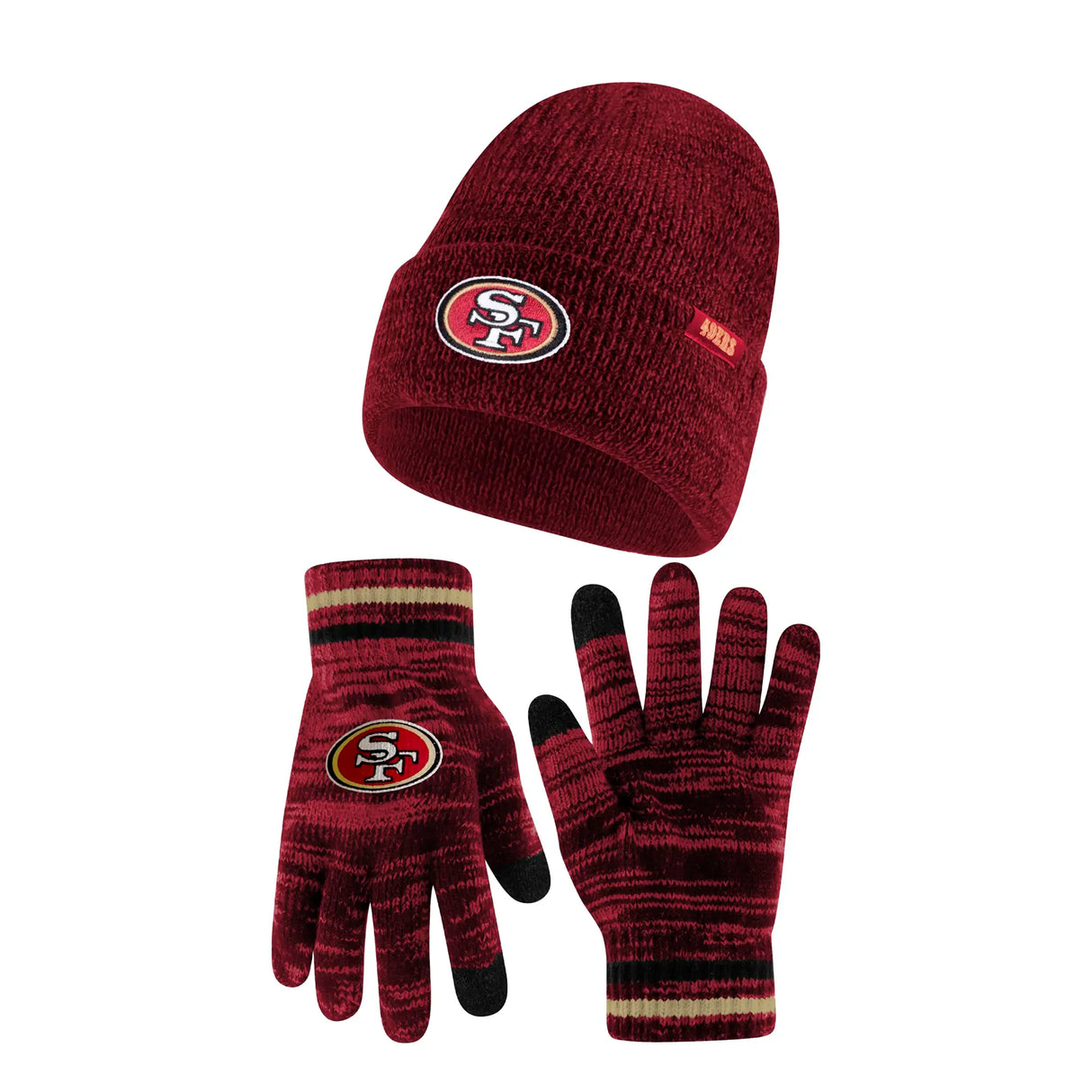 Ultra Game Adults NFL Official Super Soft Marl Knit Winter Beanie Knit Hat with Extra Warm Touch Screen Gloves