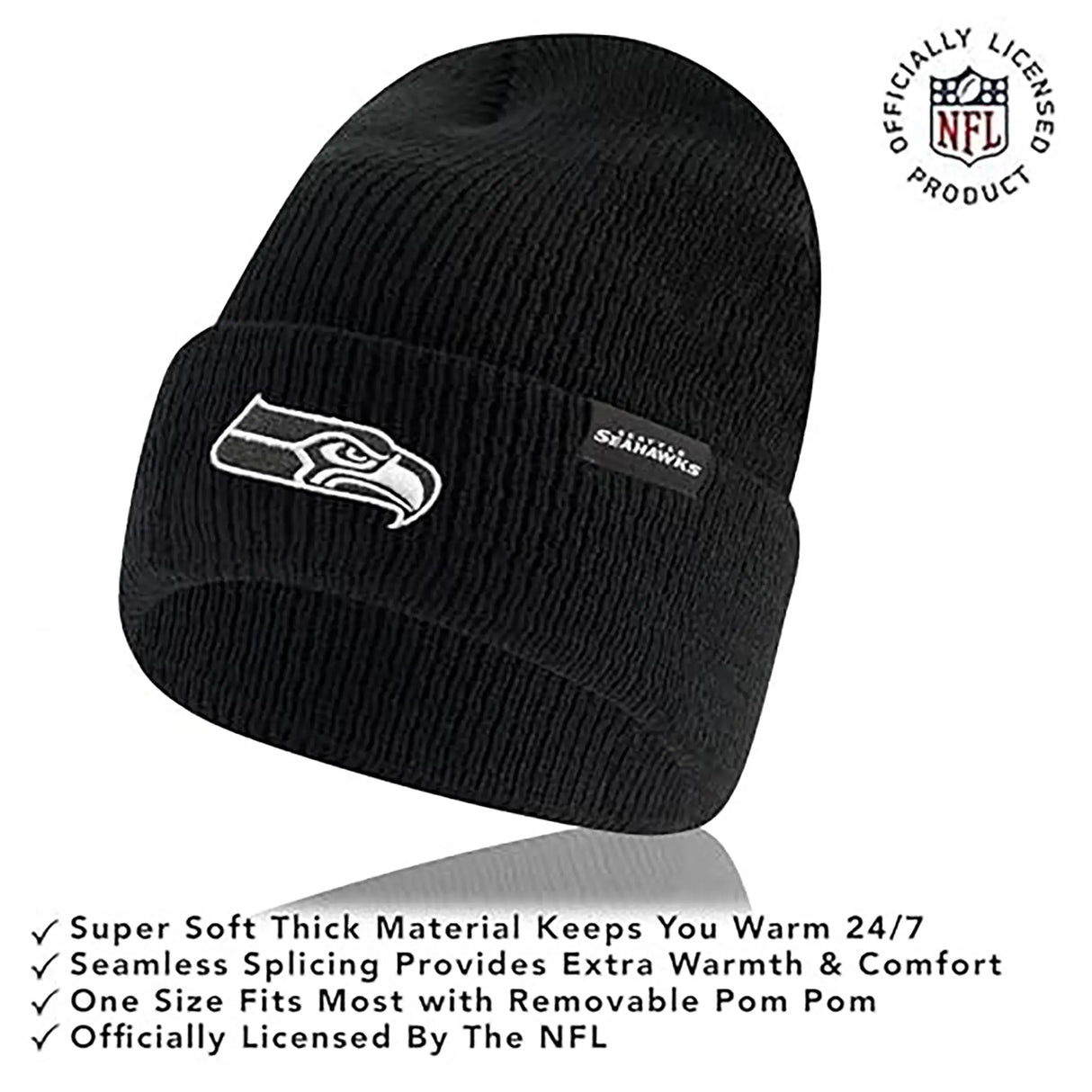 Ultra Game Adults NFL Official Super Soft Marled Winter Beanie Knit Hat With Warm Touch Screen Gloves