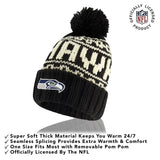 Ultra Game Adults NFL Official Super Soft Cable Knit Winter Beanie Knit Hat with Warm Touch Screen Gloves | Seattle Seahawks
