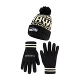 Ultra Game Adults NFL Official Super Soft Cable Knit Winter Beanie Knit Hat with Warm Touch Screen Gloves | Seattle Seahawks