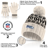 Ultra Game Adults NFL Official Super Soft Cable Knit Winter Beanie Knit Hat with Warm Touch Screen Gloves