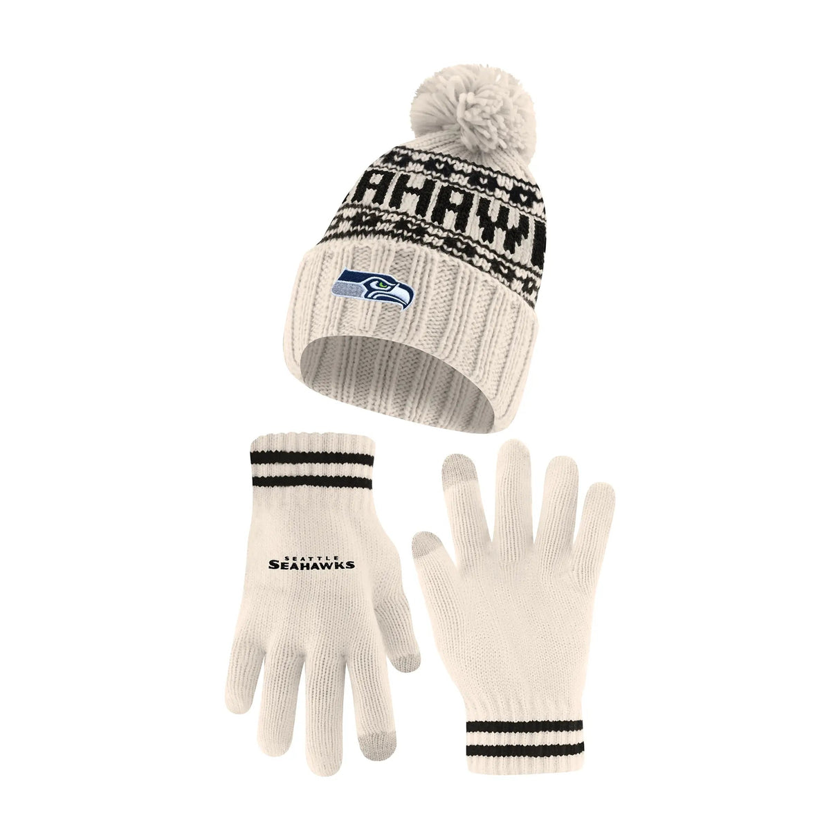 Ultra Game Adults NFL Official Super Soft Cable Knit Winter Beanie Knit Hat with Warm Touch Screen Gloves