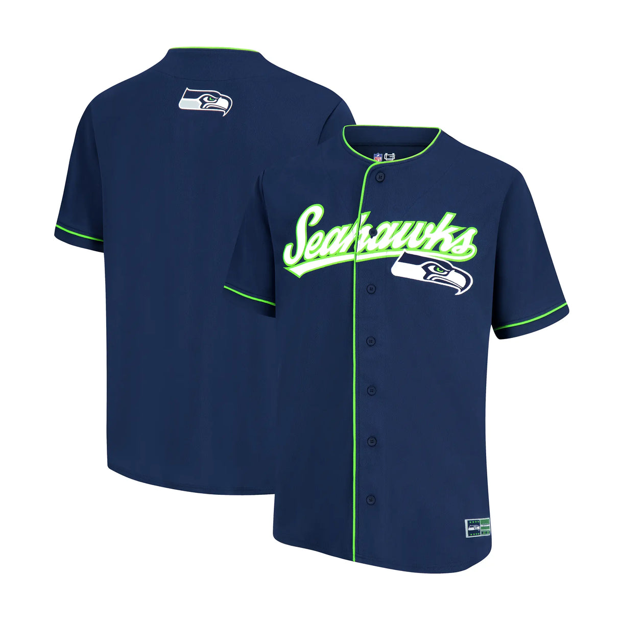 Ultra Game Adult's NFL Official Button Down Baseball Mesh Jersey Shirt | Seattle Seahawks