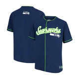 Ultra Game Adult's NFL Official Button Down Baseball Mesh Jersey Shirt | Seattle Seahawks