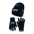 Ultra Game Adults NFL Official Super Soft Marl Knit Winter Beanie Knit Hat with Extra Warm Touch Screen Gloves | Seattle Seahawks