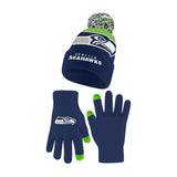 Ultra Game Adults NFL Official Super Soft Winter Beanie Knit Hat With Warm Touch Screen Gloves | Seattle Seahawks