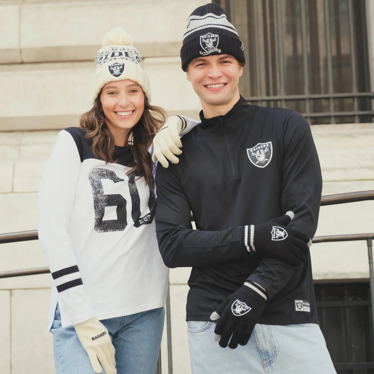 Ultra Game Adults NFL Official Super Soft Team Stripe Winter Beanie Knit Hat with Extra Warm Touch Screen Gloves