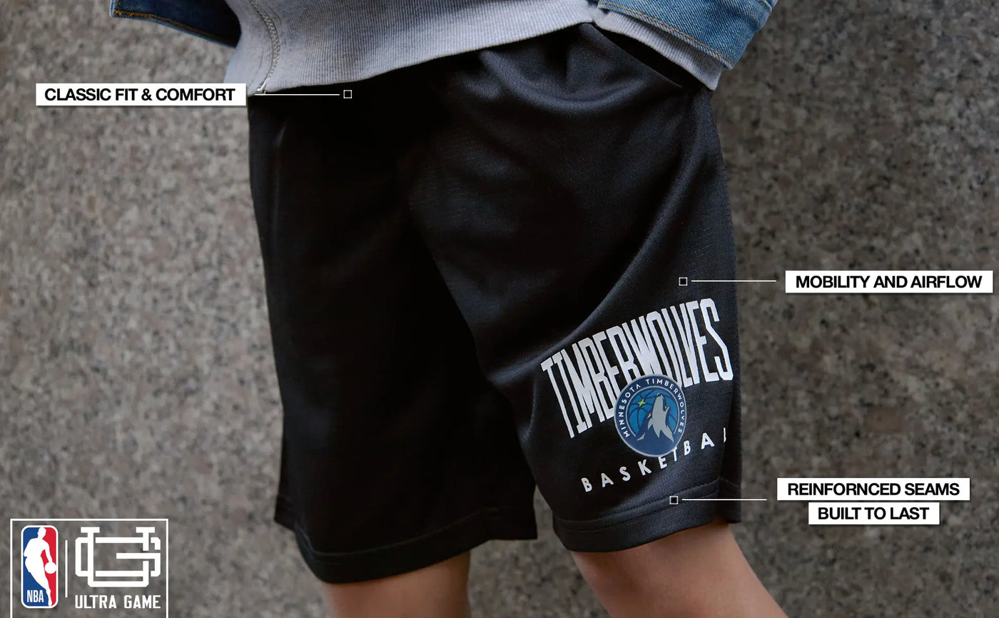 ultra game boys nba official black soft air mesh teamster basketball shorts classic fit banner 2