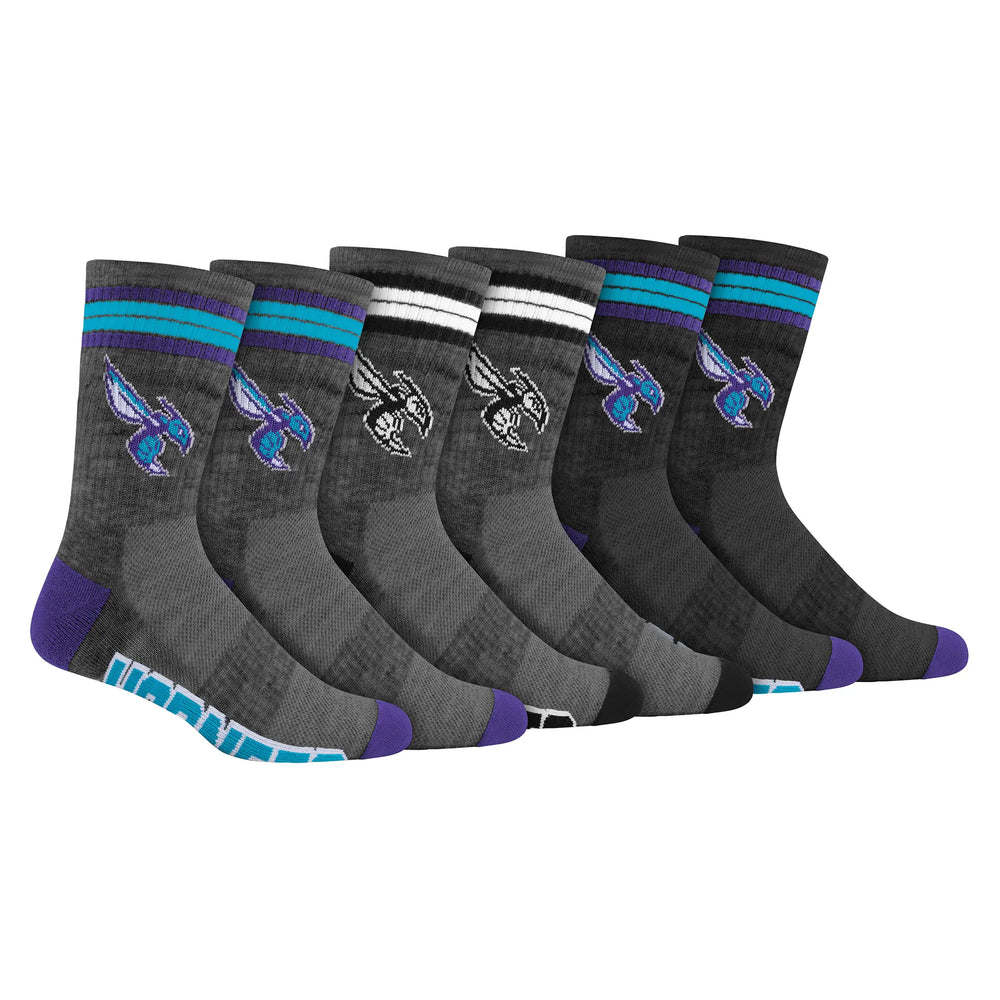 Ultra Game Boys NBA Official Athletic Cushioned Team Crew Socks - 3 Pack | Charlotte Hornets