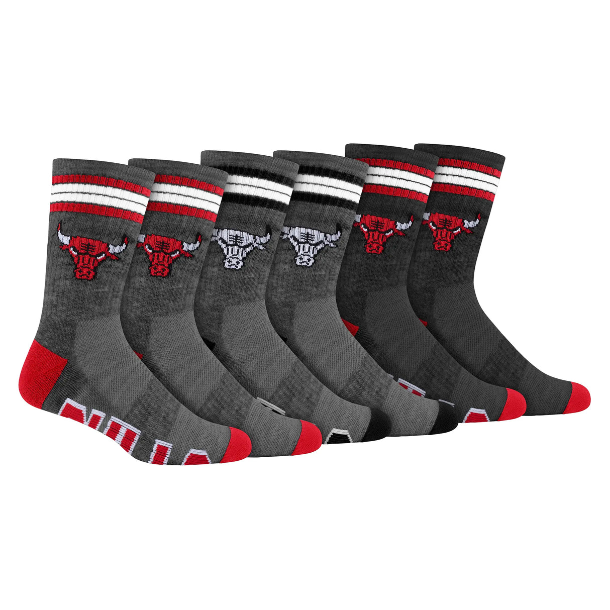 Ultra Game Boys NBA Official Athletic Cushioned Team Crew Socks - 3 Pack | Chicago Bulls