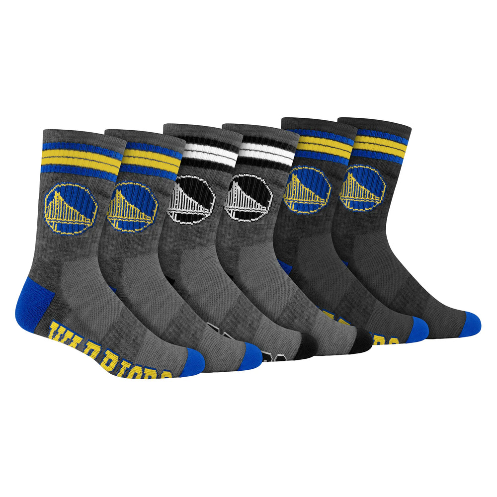 Ultra Game Boys NBA Official Athletic Cushioned Team Crew Socks - 3 Pack | Golden State Warriors