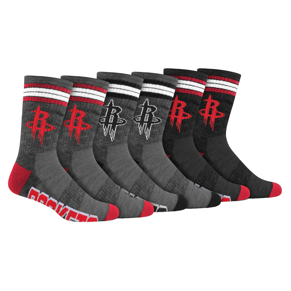 Ultra Game Boys NBA Official Athletic Cushioned Team Crew Socks - 3 Pack | Houston Rockets