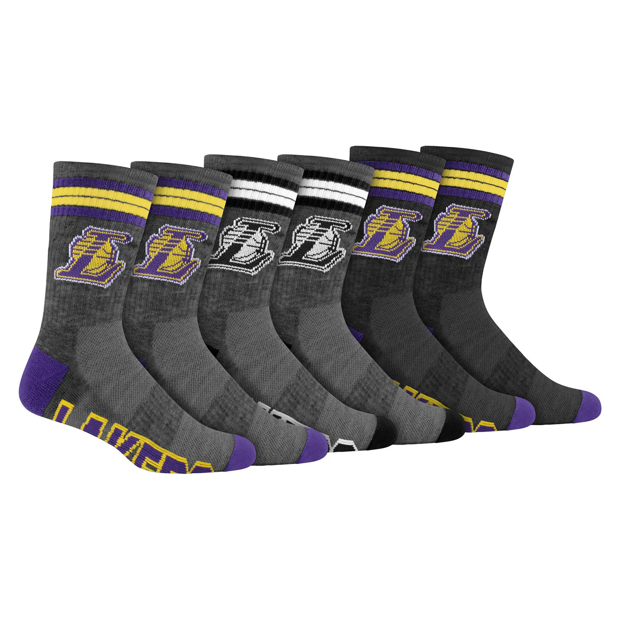 Ultra Game Boys NBA Official Athletic Cushioned Team Crew Socks - 3 Pack | Los Angeles Lakers