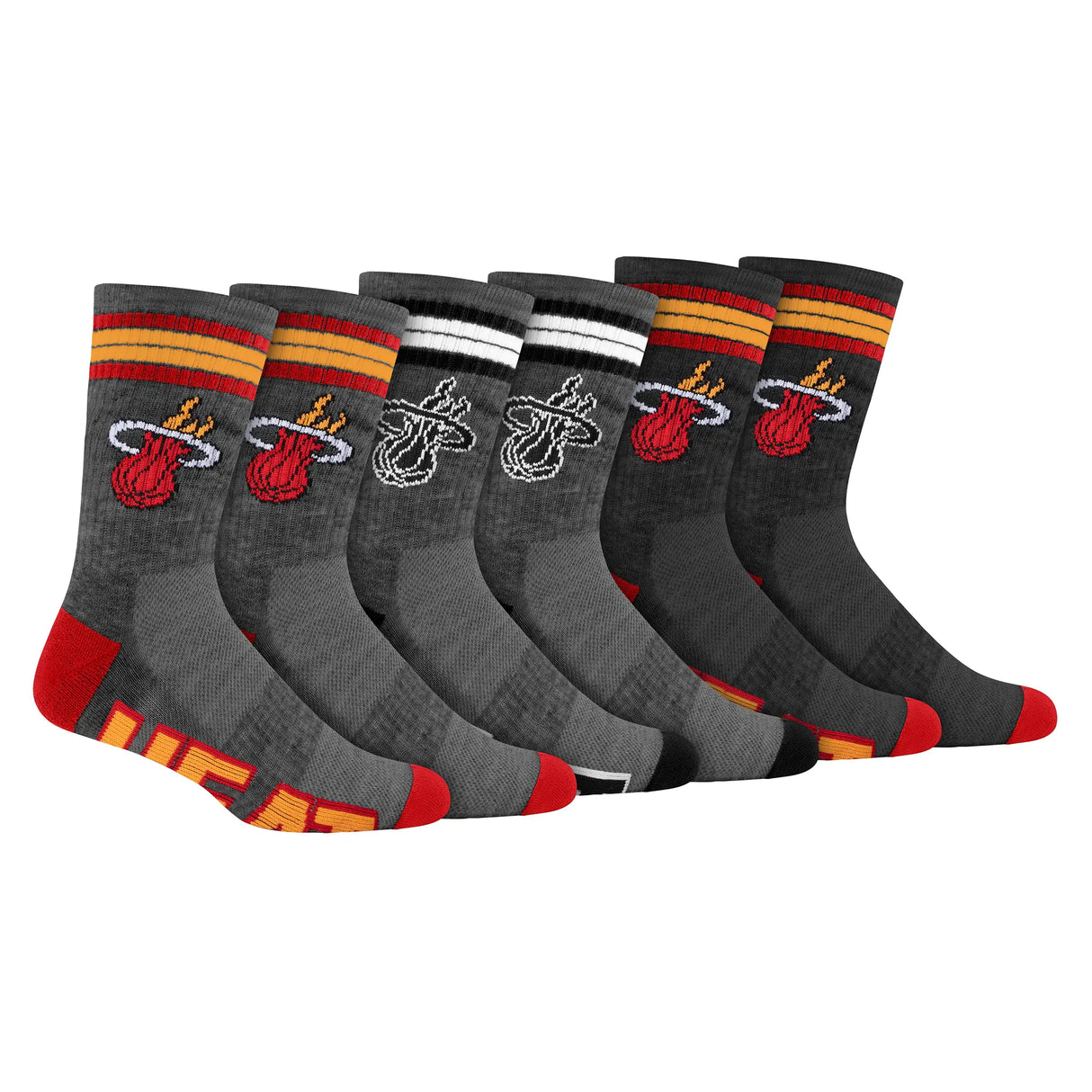 Ultra Game Boys NBA Official Athletic Cushioned Team Crew Socks - 3 Pack | Miami Heat