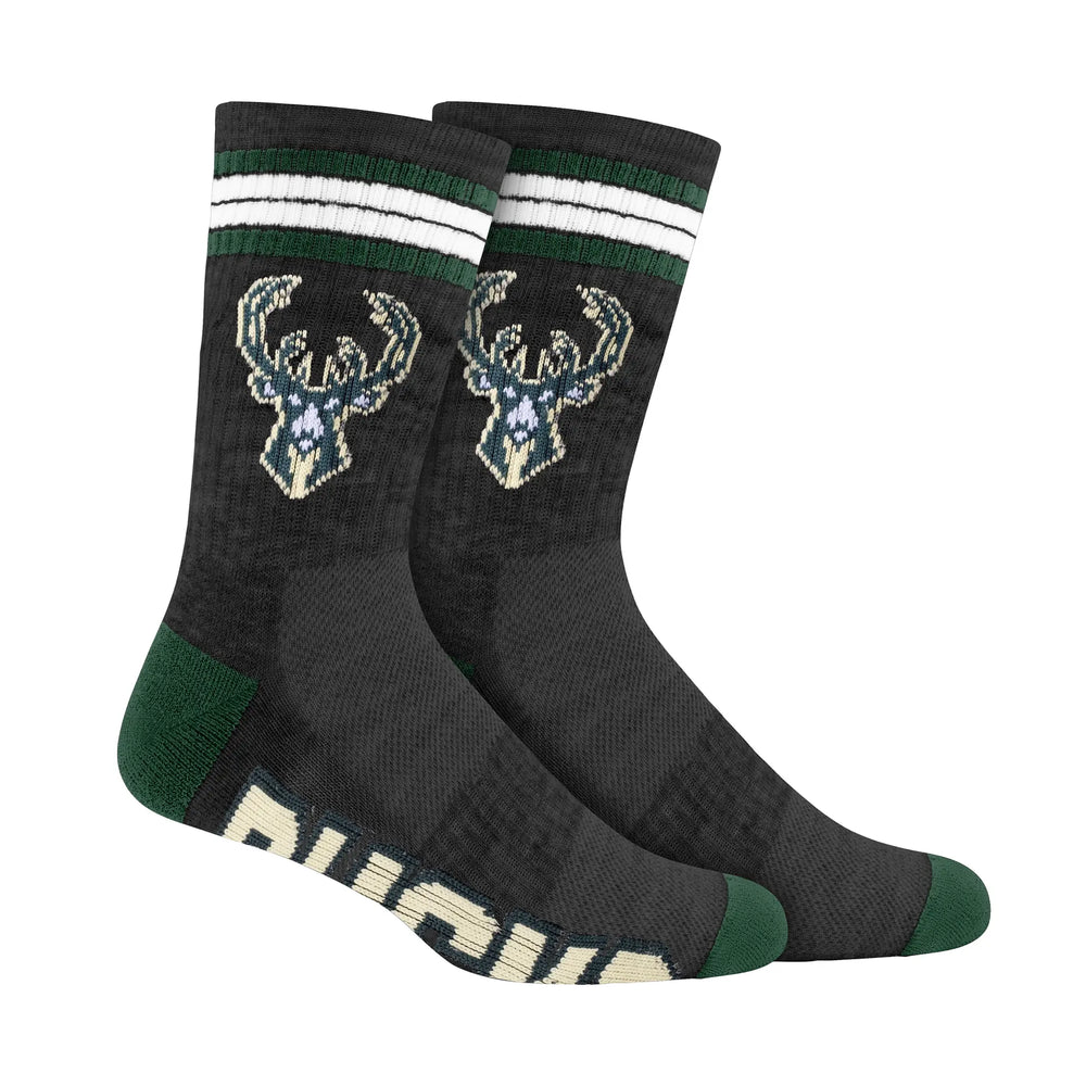 Ultra Game Boys NBA Official Athletic Cushioned Team Crew Socks - 3 Pack | Milwaukee Bucks