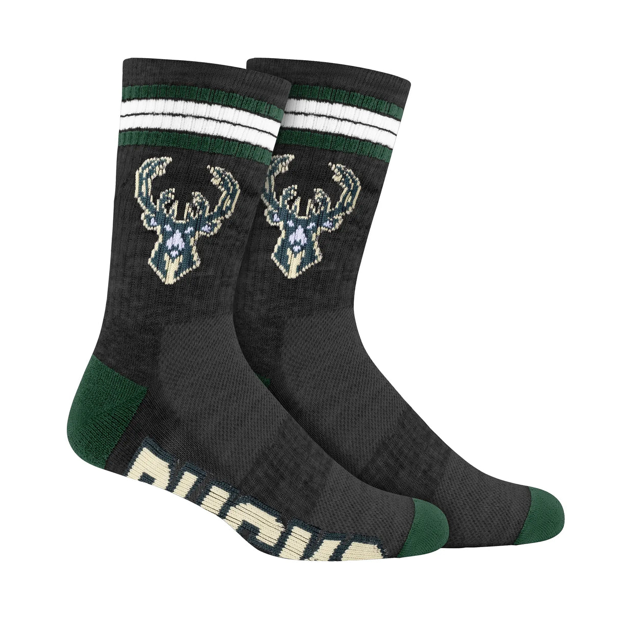 Ultra Game Boys NBA Official Athletic Cushioned Team Crew Socks - 3 Pack | Milwaukee Bucks
