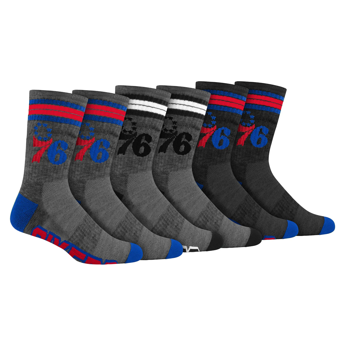 Ultra Game Boys NBA Official Athletic Cushioned Team Crew Socks - 3 Pack | Philadelphia 76ers
