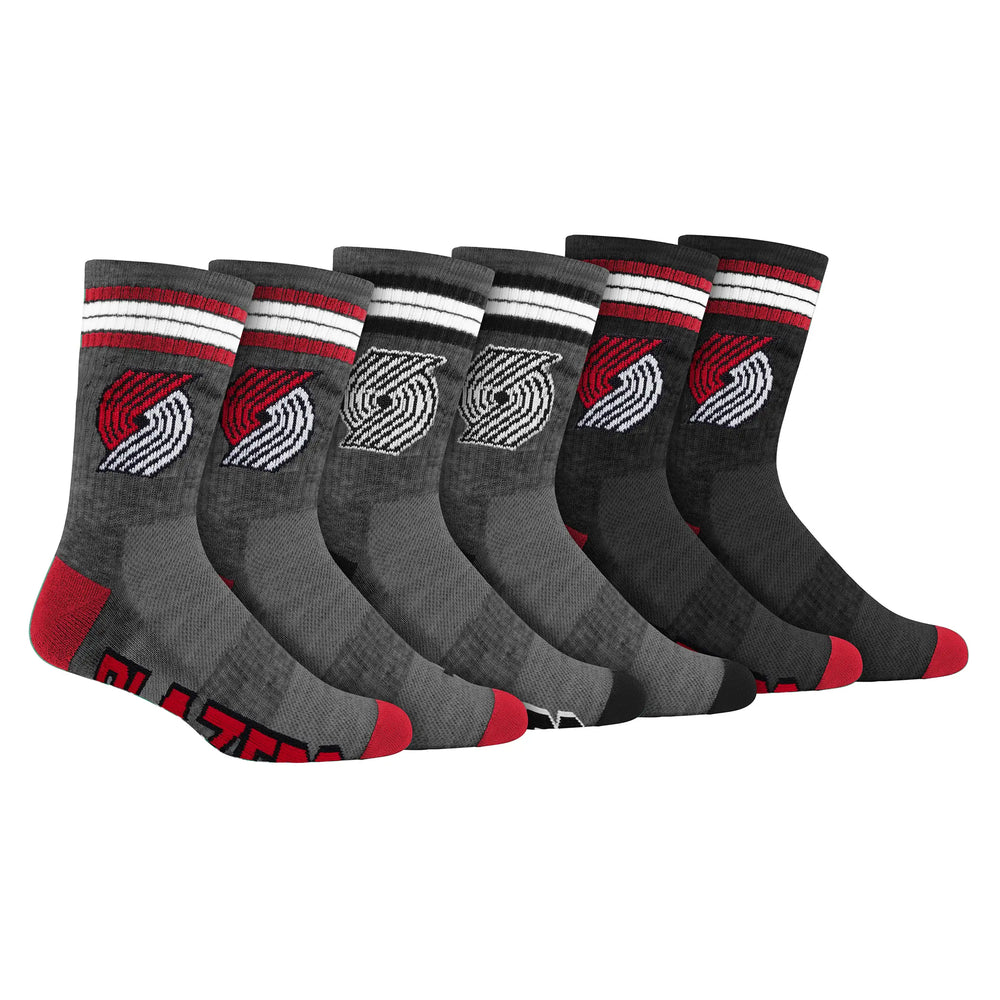 Ultra Game Boys NBA Official Athletic Cushioned Team Crew Socks - 3 Pack | Portland Trail Blazers