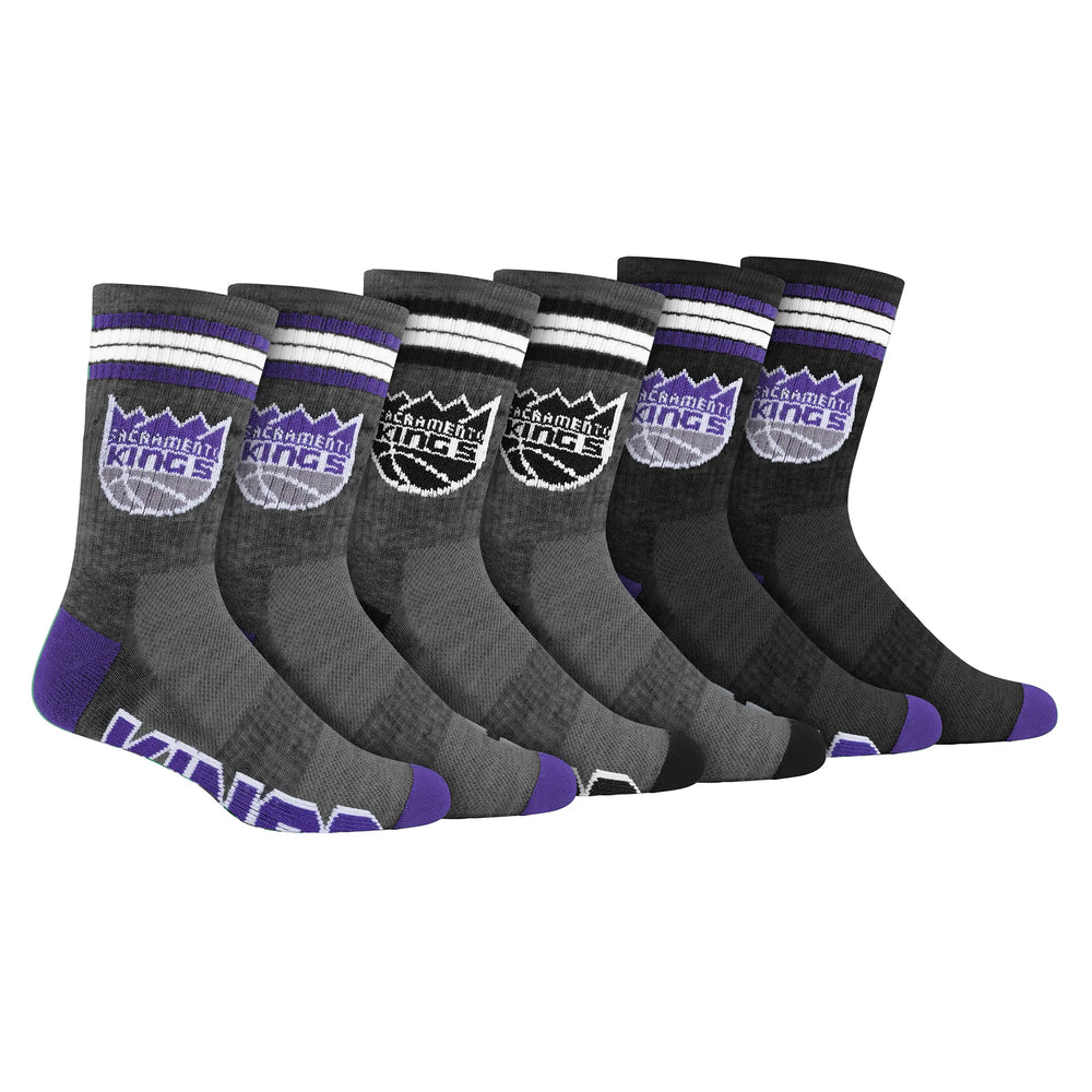 Ultra Game Boys NBA Official Athletic Cushioned Team Crew Socks - 3 Pack | Sacramento Kings