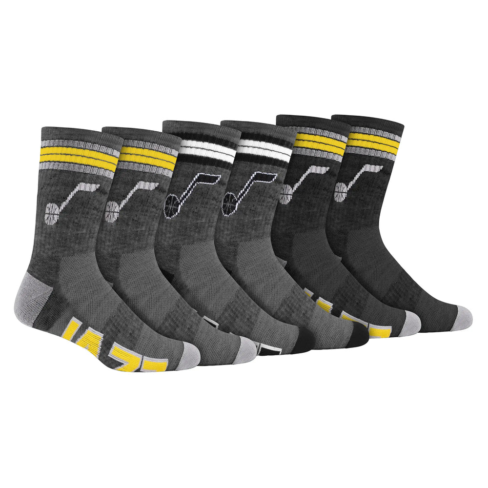 Ultra Game Boys NBA Official Athletic Cushioned Team Crew Socks - 3 Pack | Utah Jazz