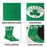 Ultra Game Men's NBA Official Athletic Cushioned Core Logo Team Crew Socks - 3 Pack | Boston Celtics