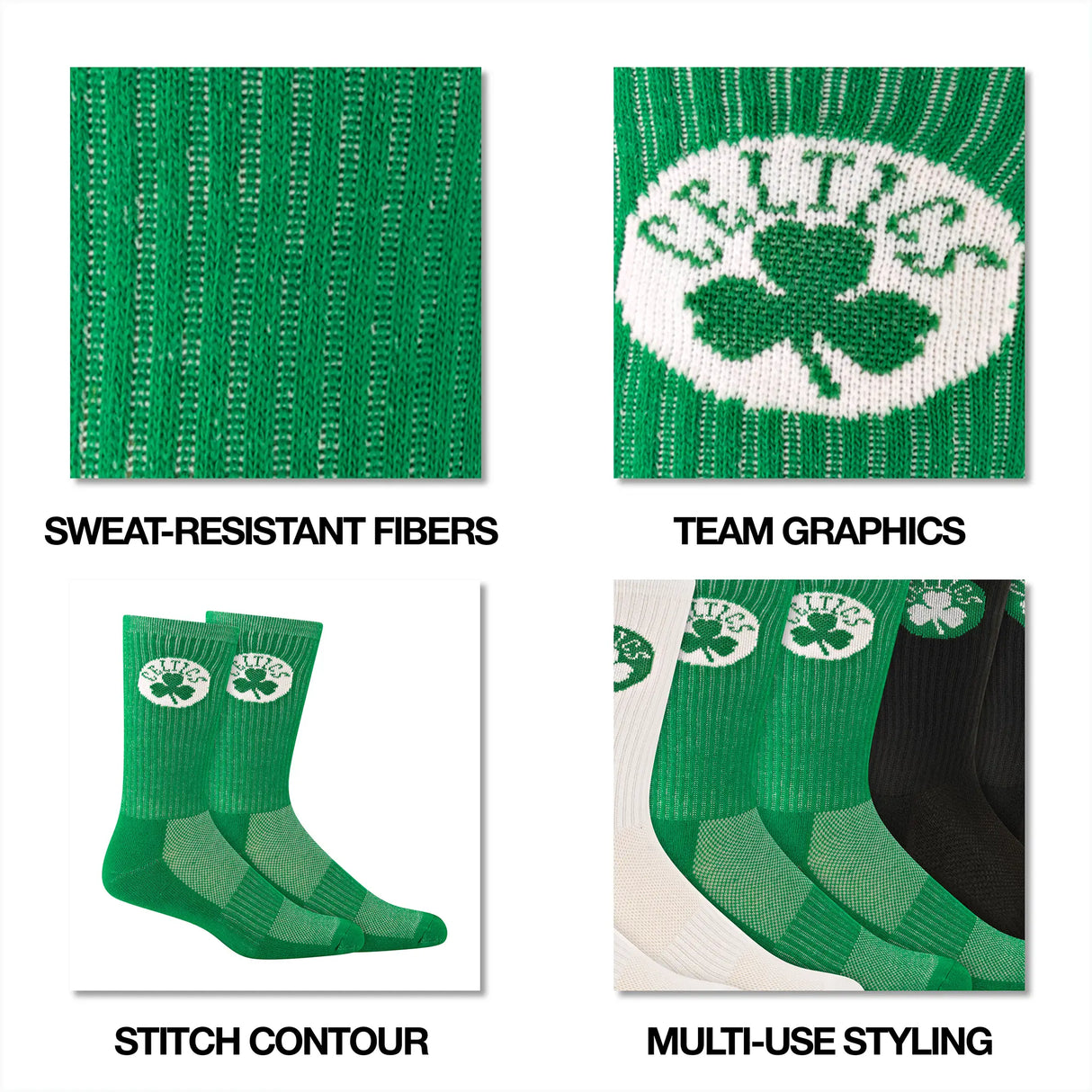 Ultra Game Men's NBA Official Athletic Cushioned Core Logo Team Crew Socks - 3 Pack | Golden State Warriors