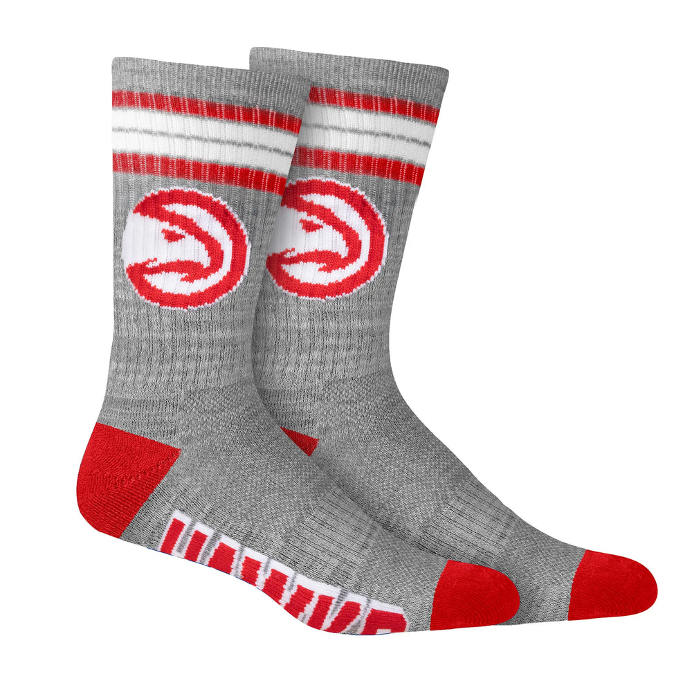 Ultra Game Men's NBA Official Athletic Cushioned Secure Fit Team Crew Socks - 3 Pack | Atlanta Hawks
