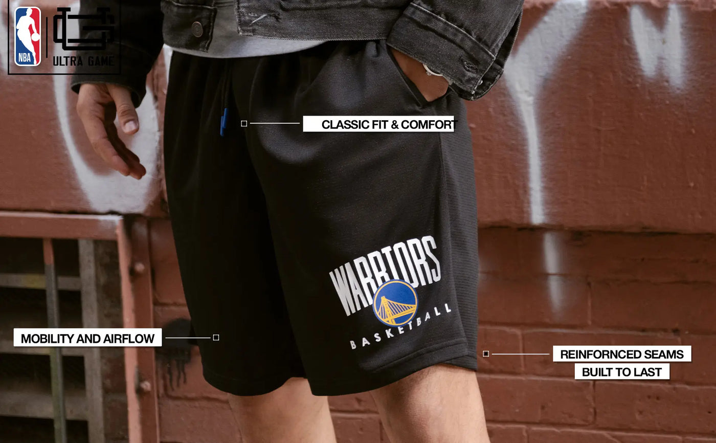 ultra game mens nba official black soft air mesh teamster basketball shorts classic fit banner 2