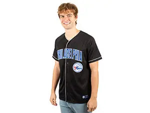 ultra game mens nba official black super soft button down jersey baseball shirt feature 2