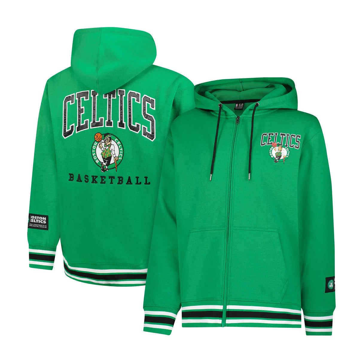 Ultra Game Men's NBA Official MVP Premium Quality Full Zip Hoodie Jacket | Boston Celtics