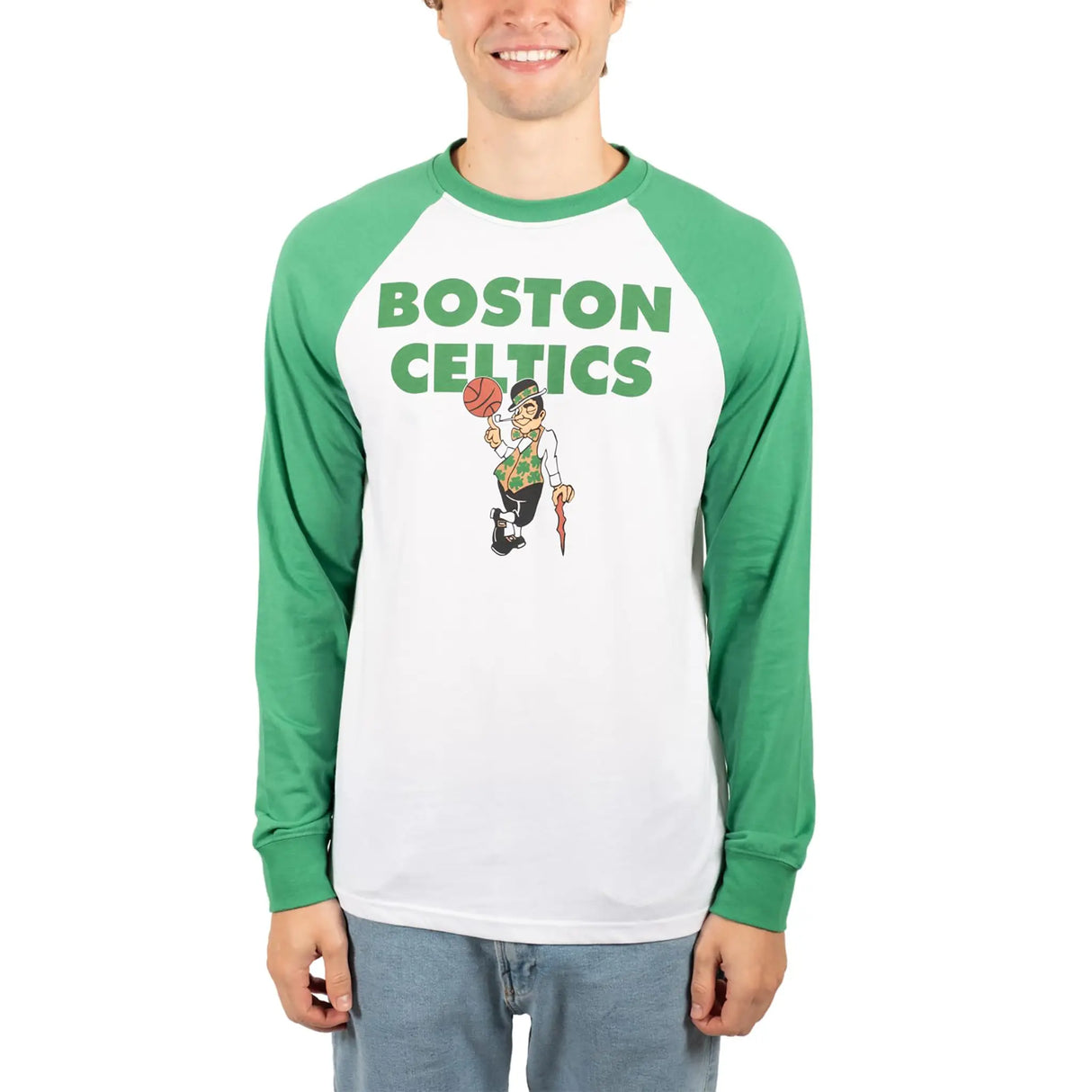 Ultra Game Men’s NBA Official Super Soft Raglan Baseball T-Shirt | Boston Celtics