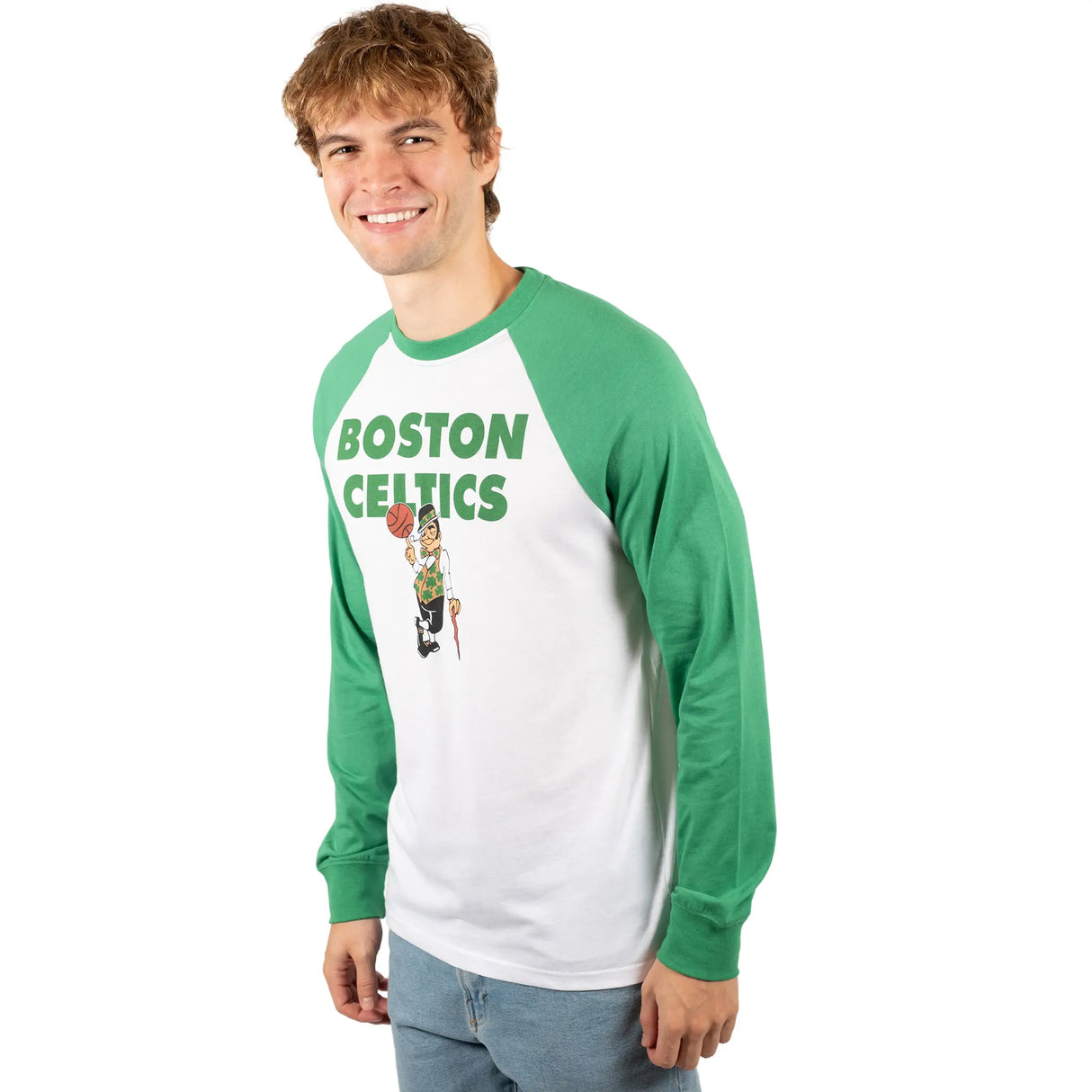 Ultra Game Men’s NBA Official Super Soft Raglan Baseball T-Shirt | Boston Celtics